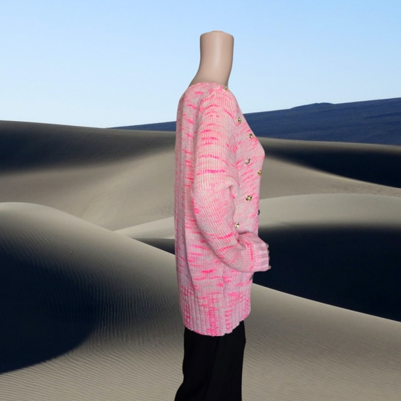 Tristan Women's Bubblegum Pink Gemstone Embellished Wool/Mohair Knit Sweater - Picture 6 of 16